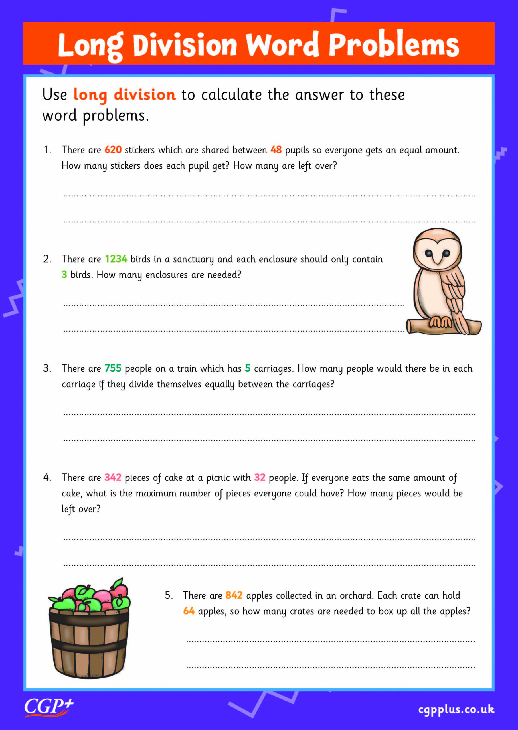 Long Division Word Problems (Year )  CGP Plus