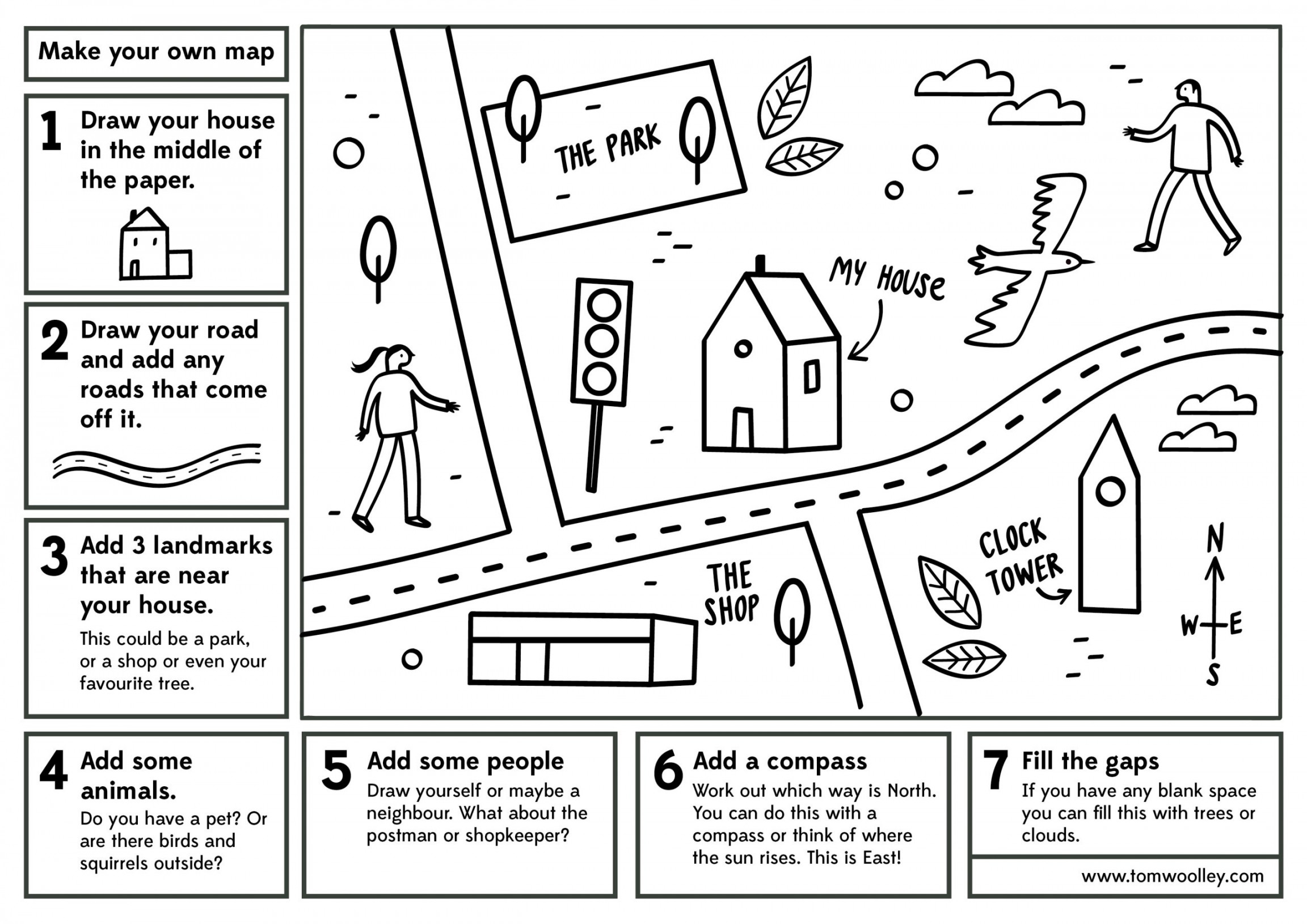 Make Your Own Map - Free Worksheet - Illustrated Maps  Tom