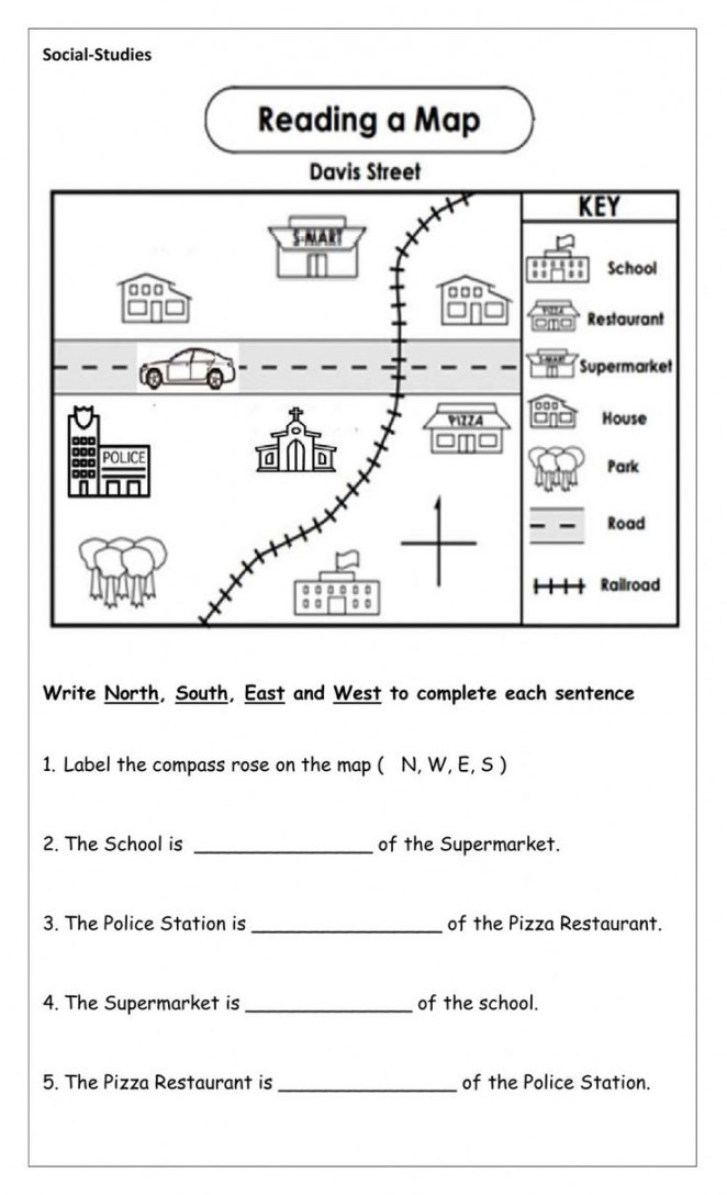 Map (community) worksheet in   Map skills worksheets, Map