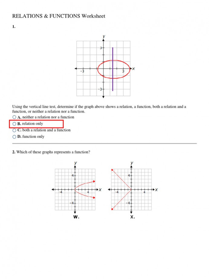 MATH-Relations and Functions Worksheet Answers  PDF  Function