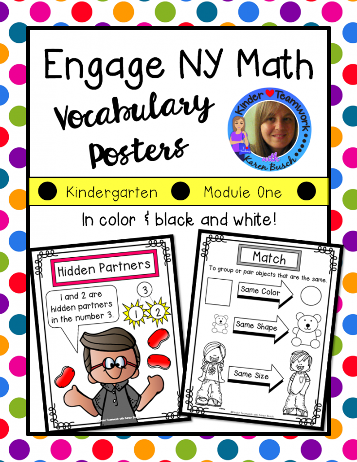 Math Vocabulary Posters for Engage New York Kindergarten, Module