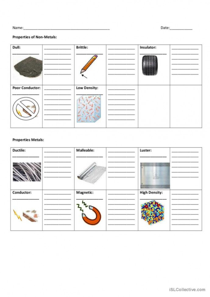 Metals and non-metals worksheet: English ESL worksheets pdf & doc