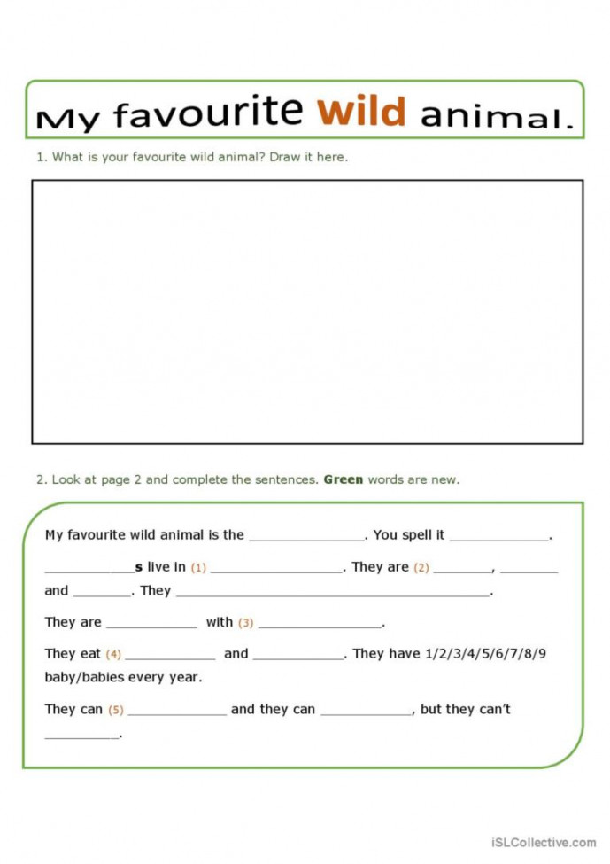 My favourite wild animal: English ESL worksheets pdf & doc