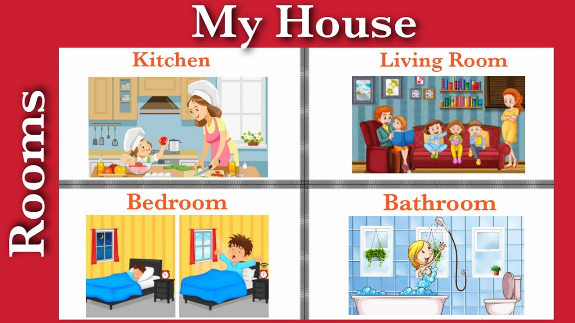 My House for Kids  My Home  Parts of the house for kids and kindergartens   Basic English for kids