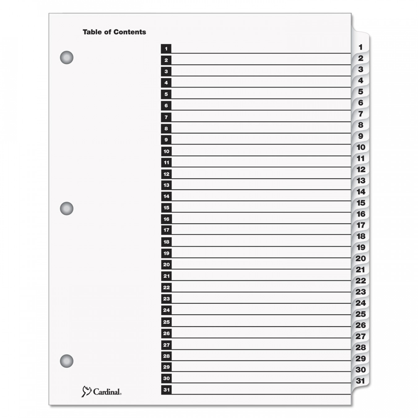 OneStep Printable Table of Contents and Dividers, -Tab,  to ,  x