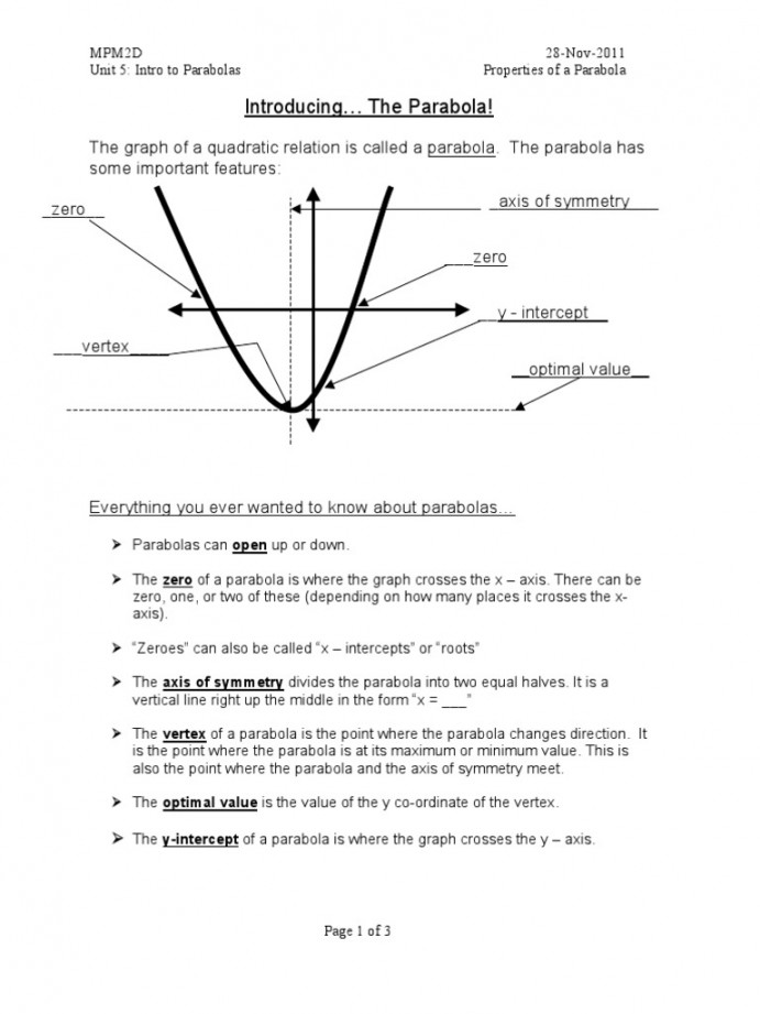 - Parts of A Parabola  PDF