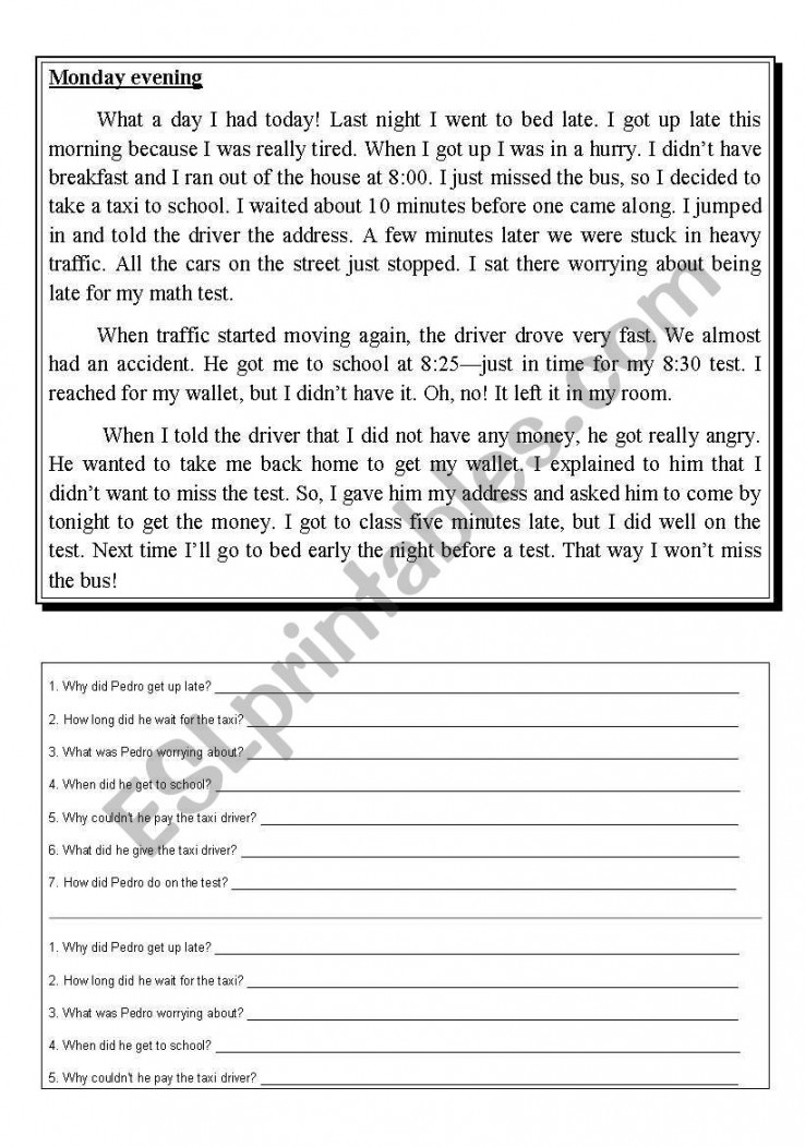 Pedro´s Journal - Reading game - ESL worksheet by Giovana Toniolo