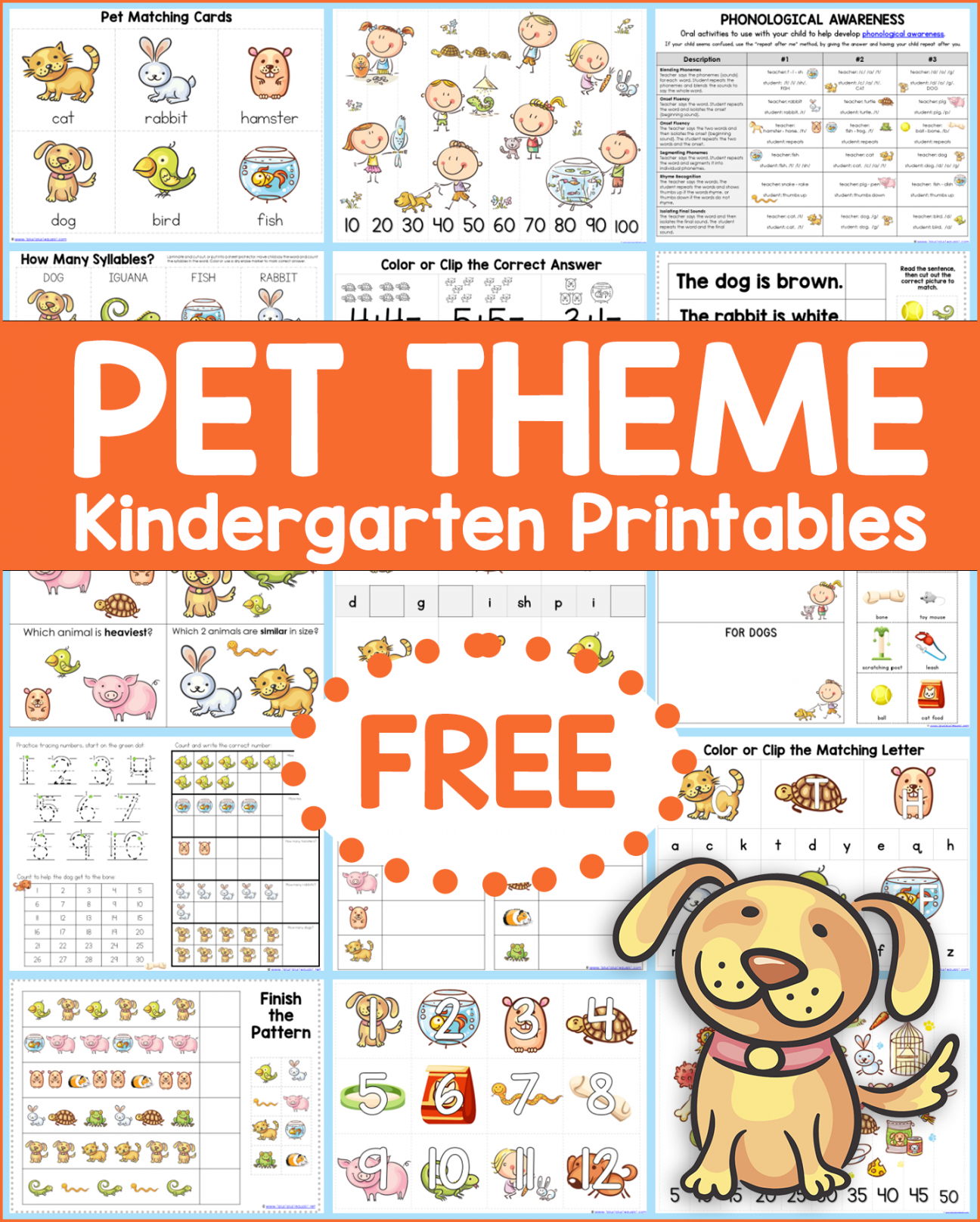 Pet Theme Kindergarten Printables - ++=