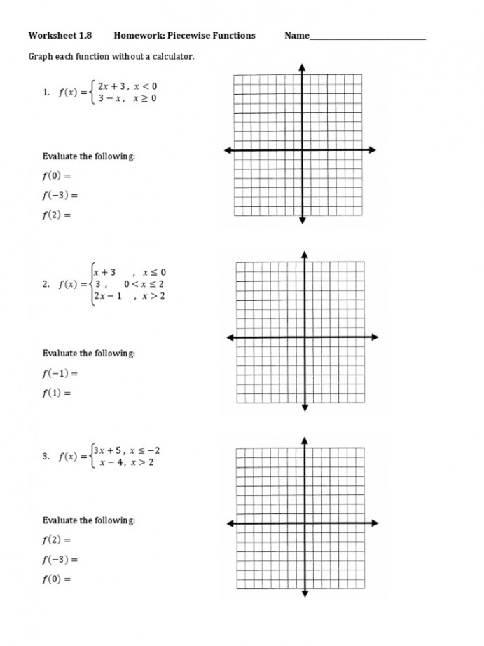 Piecewise Function Worksheet PDF  PDF