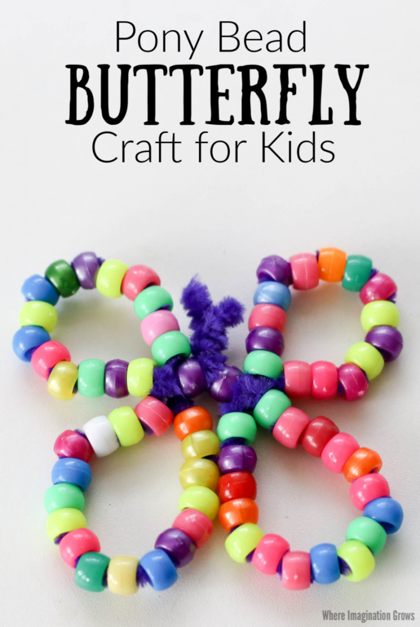 Pony Bead Butterfly Craft for Kids - Where Imagination Grows