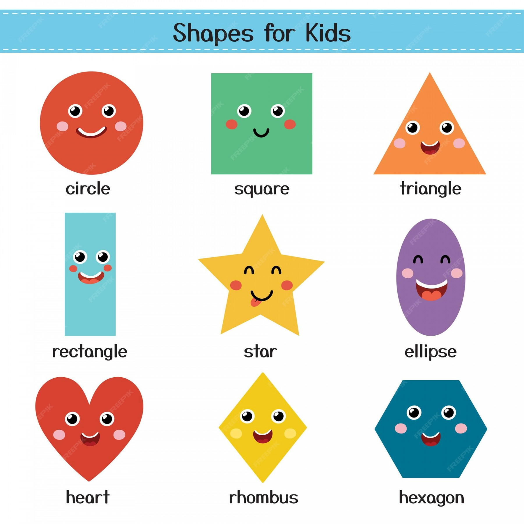 Premium Vector  Cute shapes for kids poster learning basic