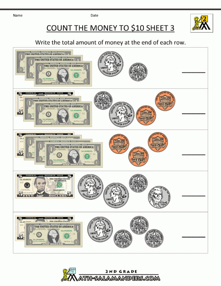 Printable Money Worksheets to $  Money math worksheets, Money