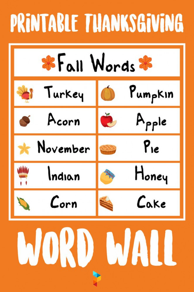 Printable Thanksgiving Word Wall  Thanksgiving words, Word wall