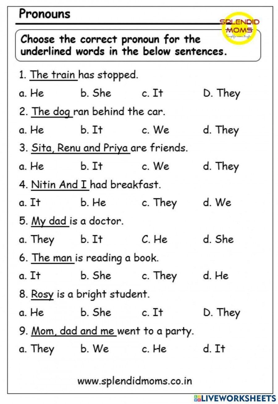 Pronouns grade  worksheet  Live Worksheets