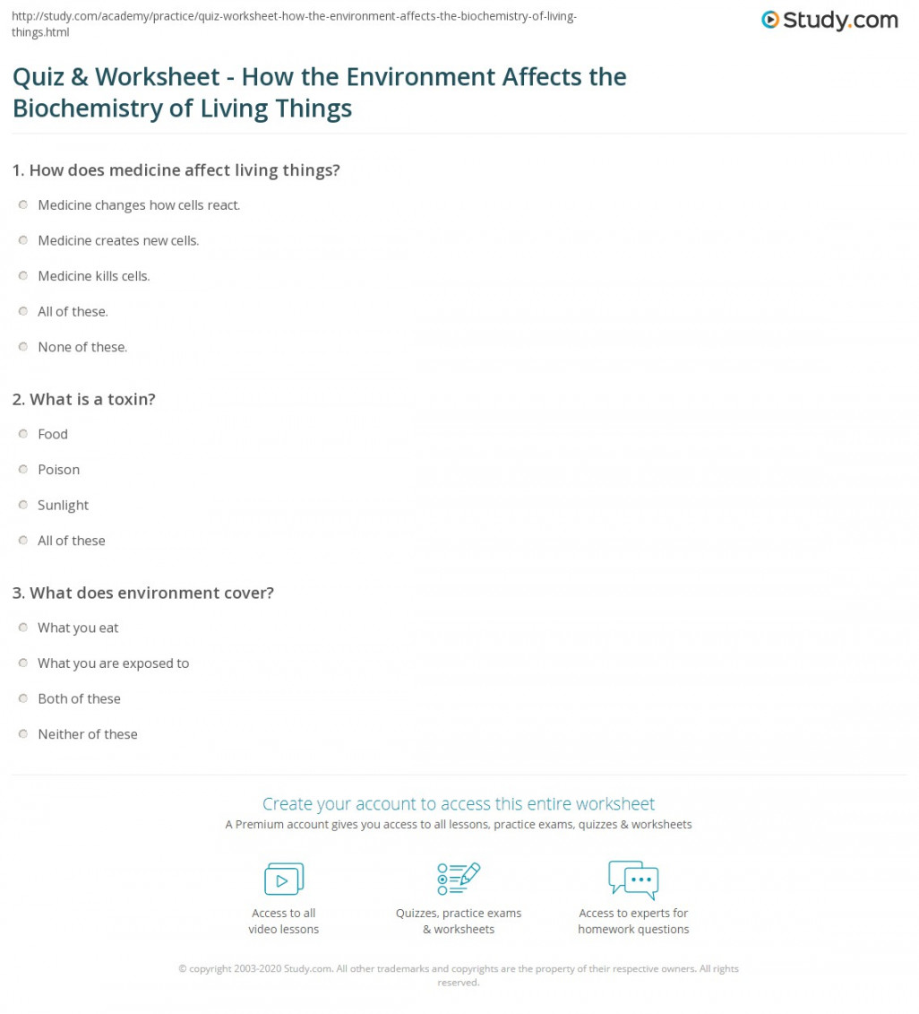 Quiz & Worksheet - How the Environment Affects the Biochemistry of