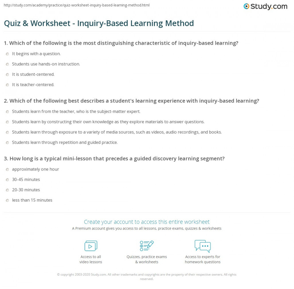 Quiz & Worksheet - Inquiry-Based Learning Method  Study