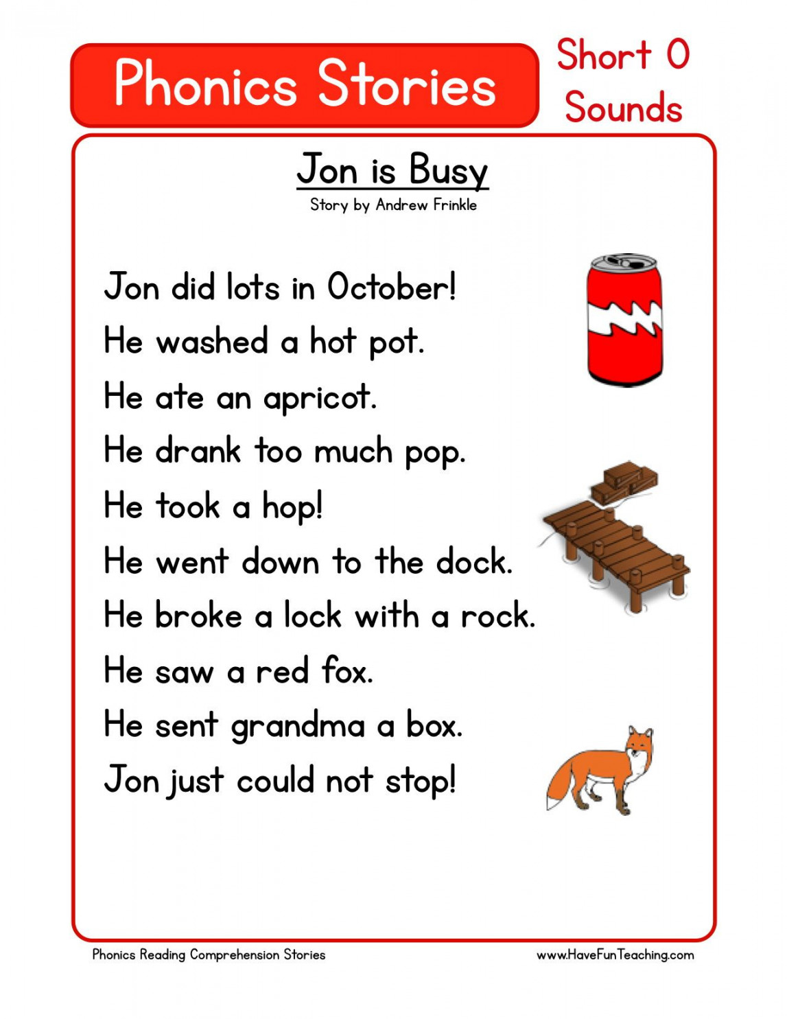 Reading Comprehension Worksheet - Jon is Busy  Reading