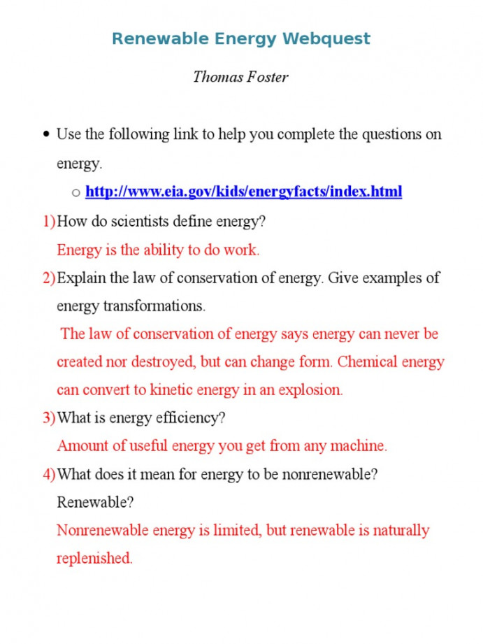 Renewable Energy Webquest  PDF  Renewable Energy  Solar Energy