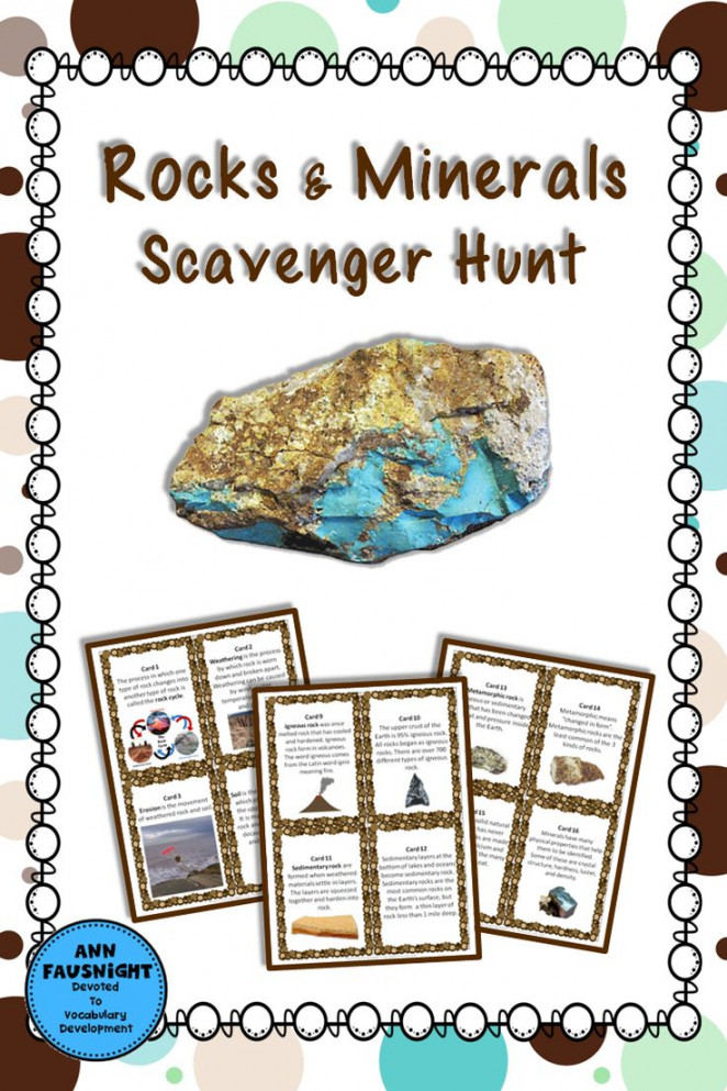 Rocks and Minerals Scavenger Hunt + Free BOOM Cards  Rocks and