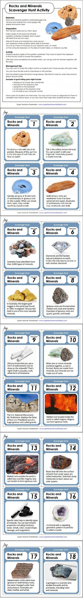 Rocks and Minerals Scavenger Hunt