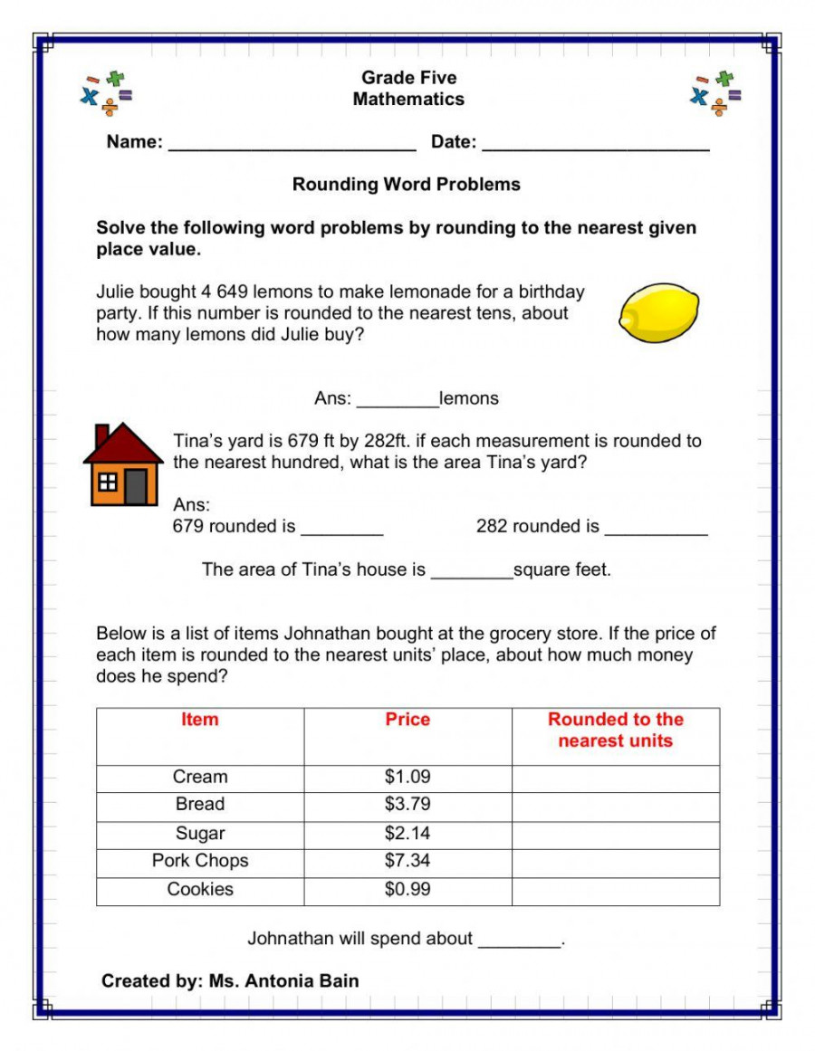 Rounding Word Problems worksheet  Live Worksheets