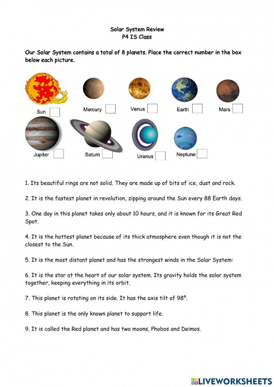 Solar System Review Worksheet – Martin Lindelof