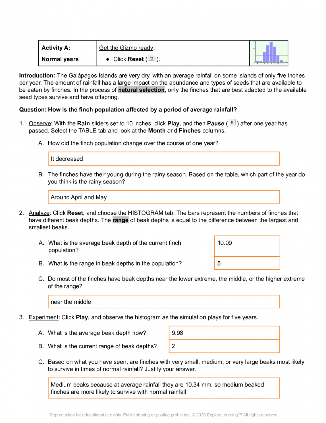 SOLUTION: Rainfall and Bird Beaks Worksheet - Studypool