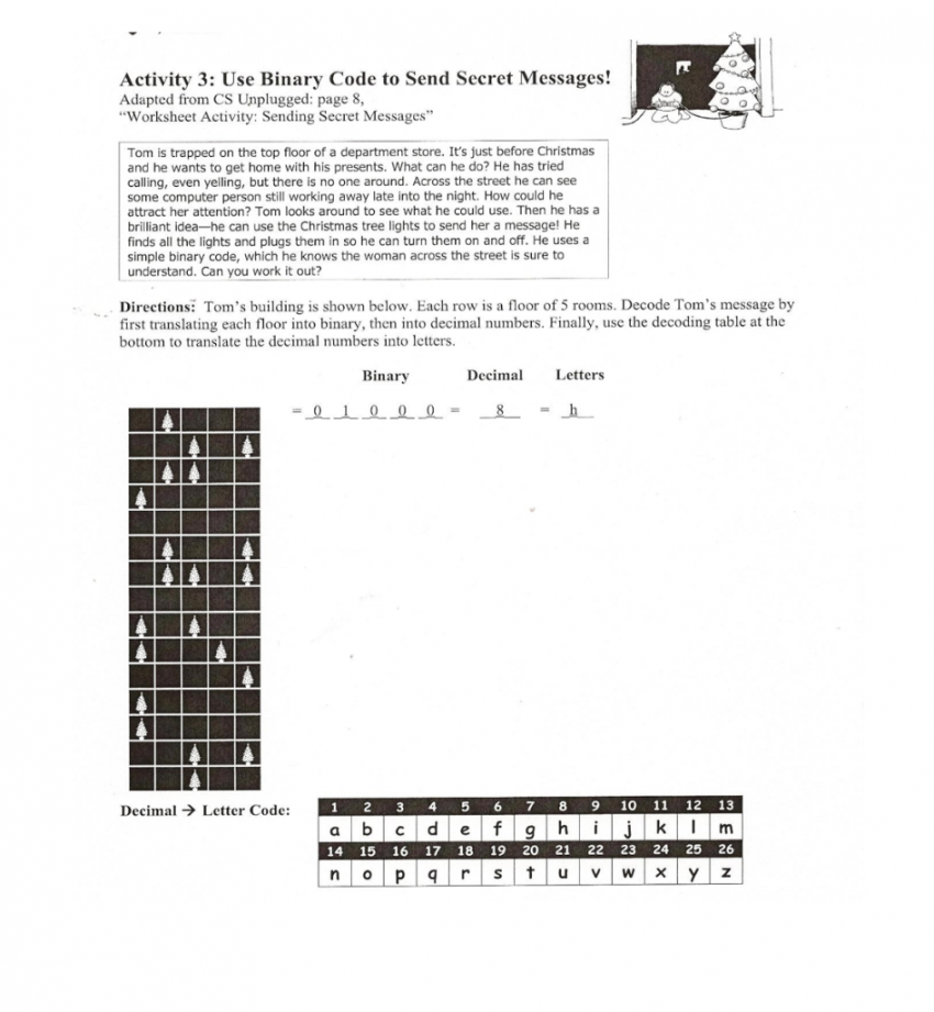 Solved Activity : Use Binary Code to Send Secret Messages