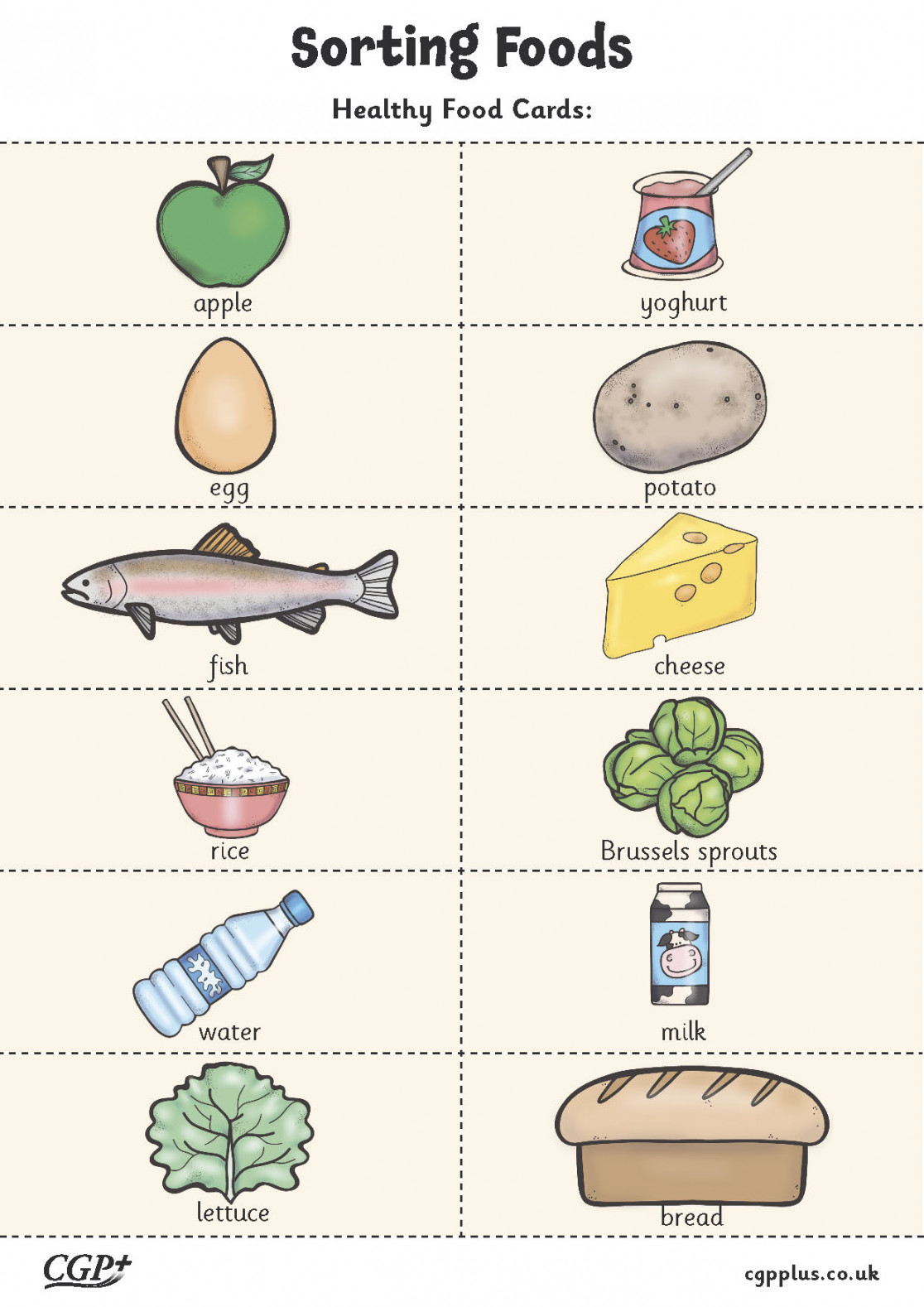 Sorting Healthy and Unhealthy Foods (Years -)  CGP Plus