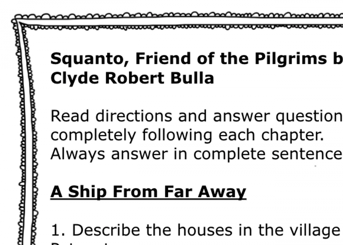 SQUANTO (SCHOLASTIC) FRIEND OF PILGRIMS: READING RESPONSE UNIT