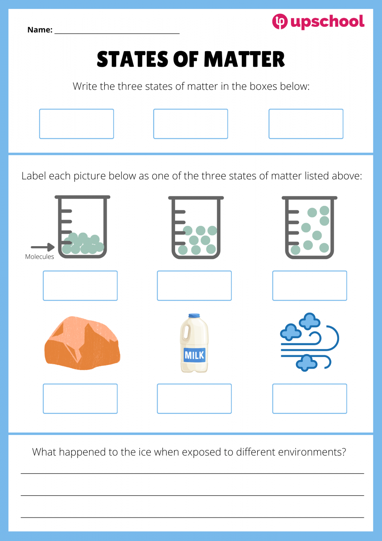 States of Matter Worksheet – Upschool