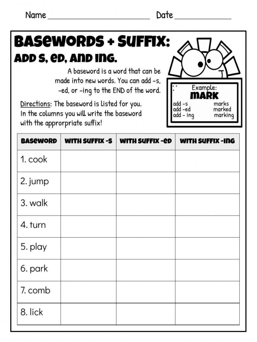 Suffix -s -ed -ing Worksheet worksheet  Live Worksheets