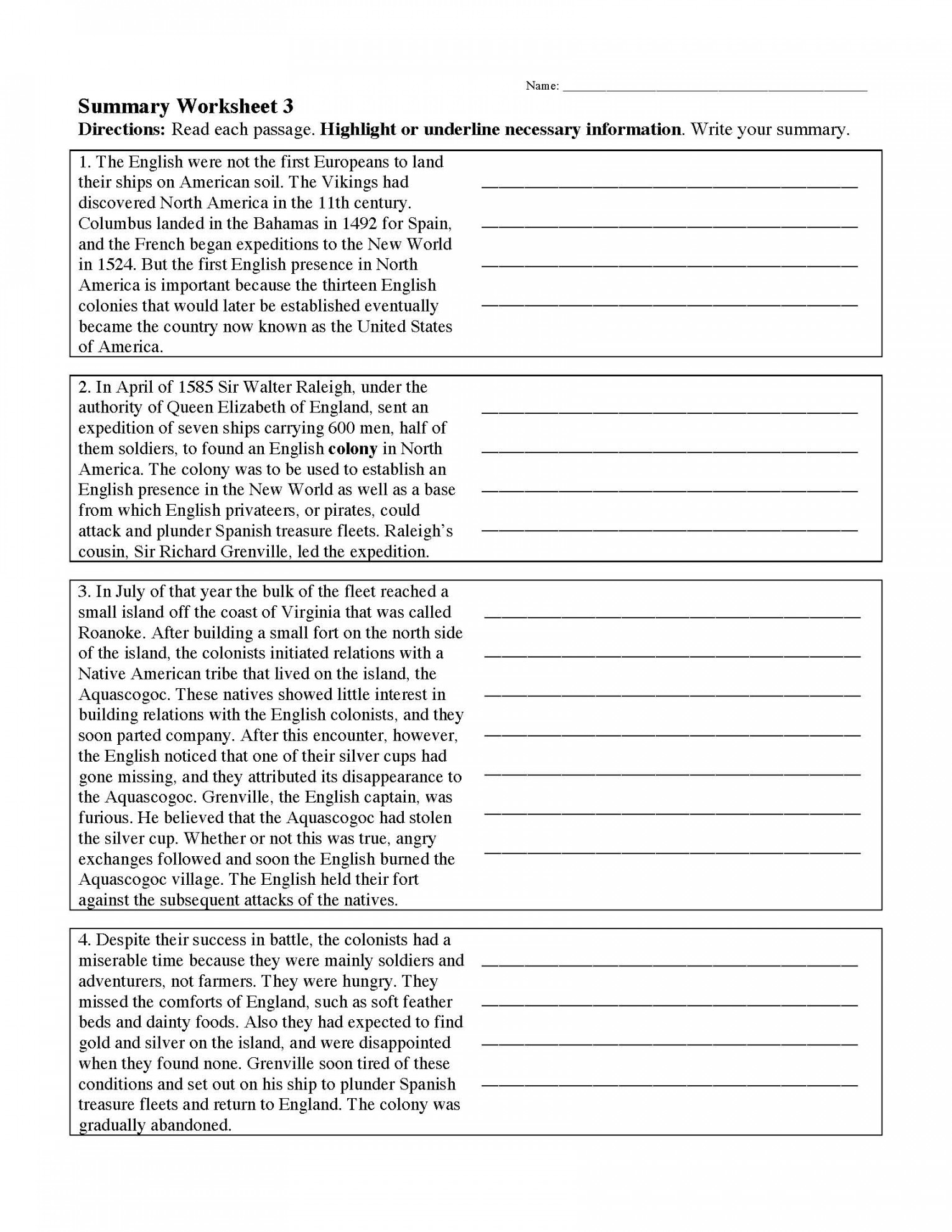 Summarizing Worksheets & Activities  Reading Comprehension