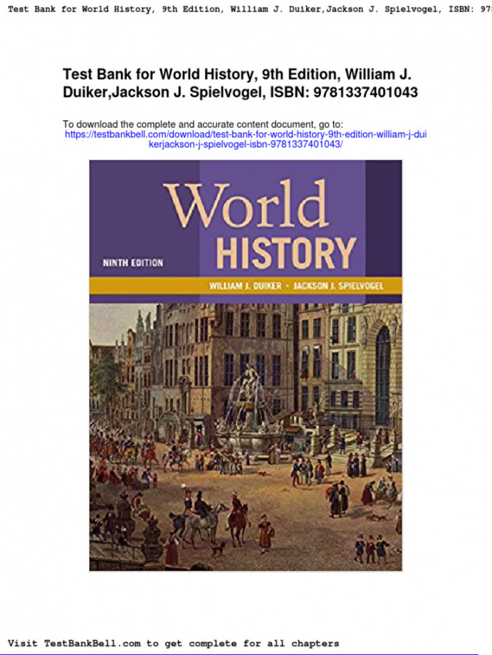 Test Bank For World History th Edition William J Duikerjackson J