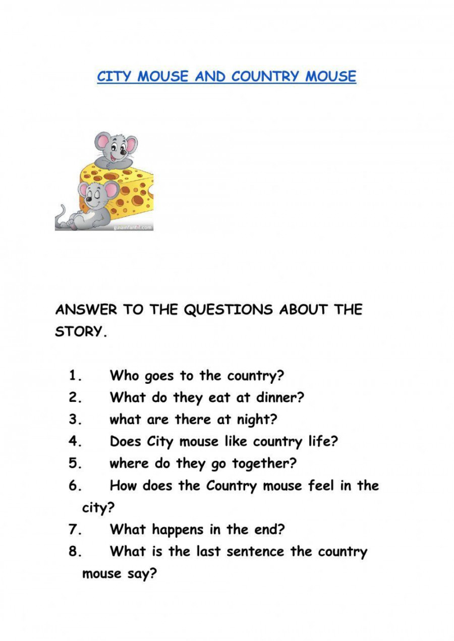 The city mouse and the country mouse interactive worksheet  Live