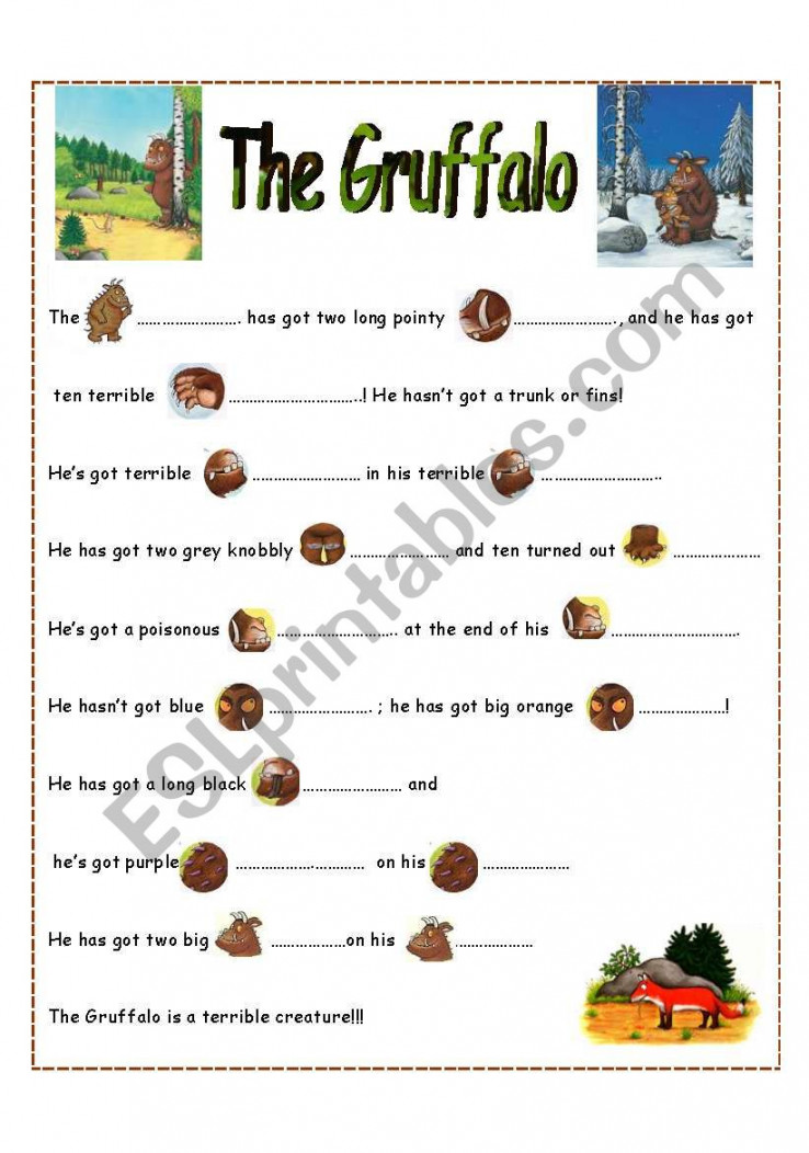 The Gruffalo part  - ESL worksheet by jamiejules