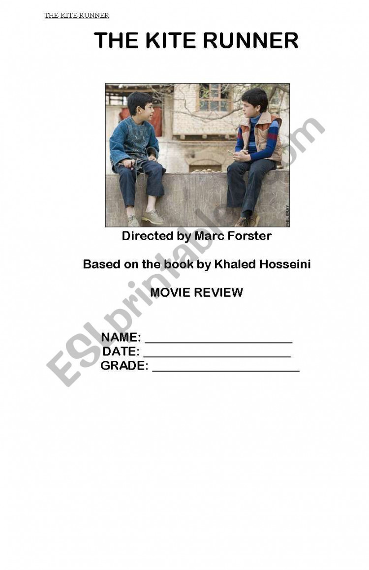 The Kite Runner Movie Review - ESL worksheet by fandaLo