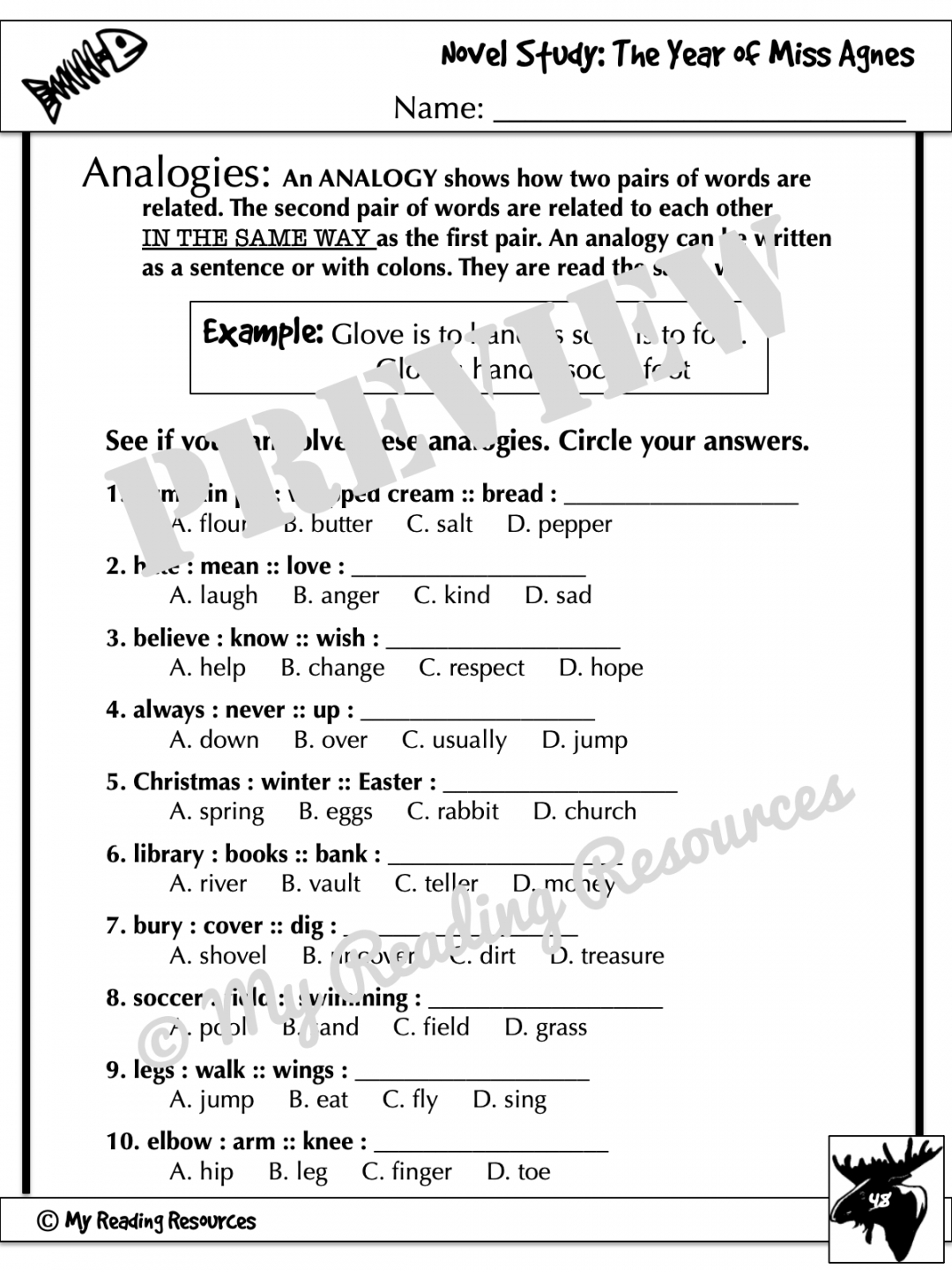 The Year of Miss Agnes Novel Study - My Reading Resources