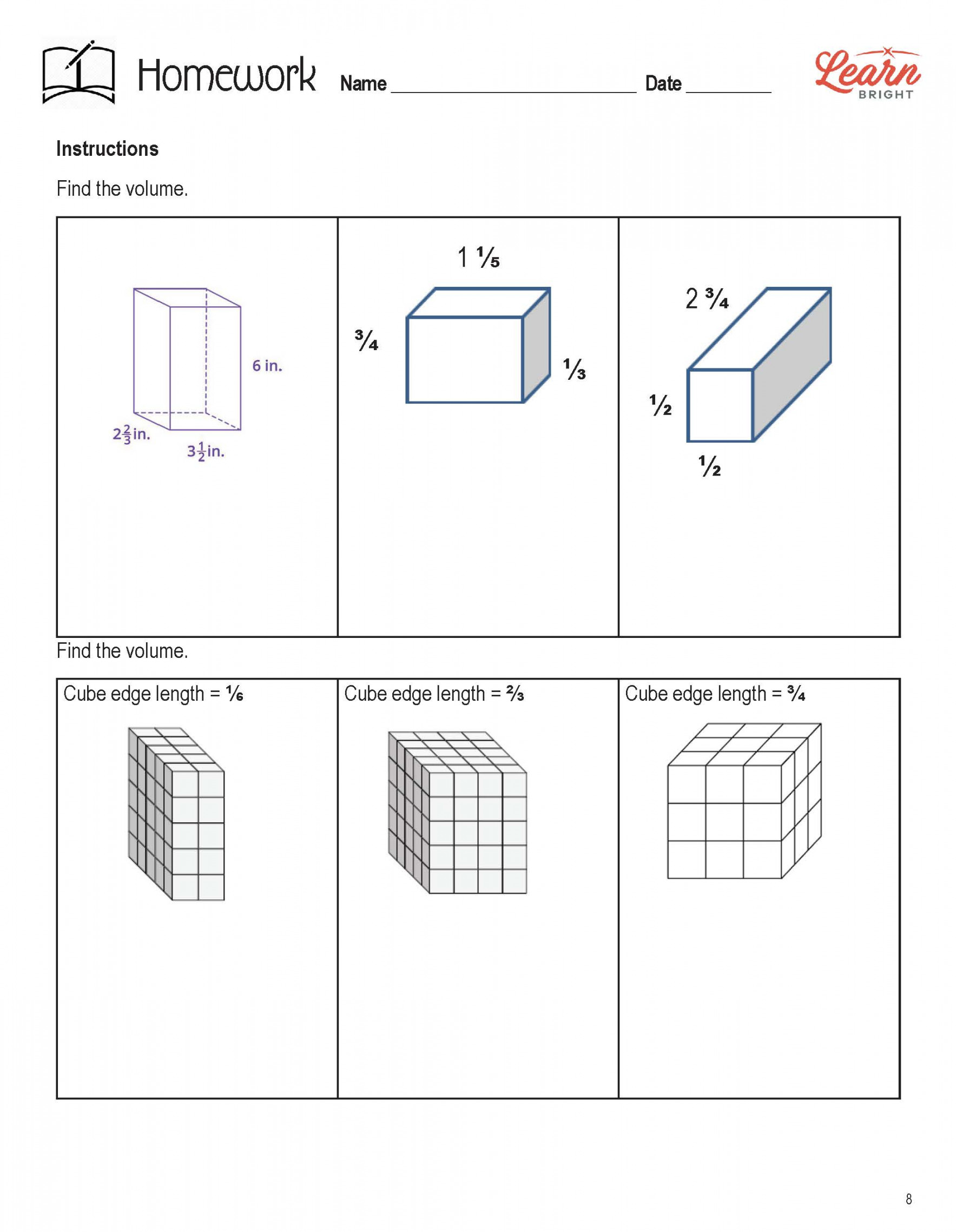 Volume of Right Rectangular Prisms, Free PDF Download - Learn Bright