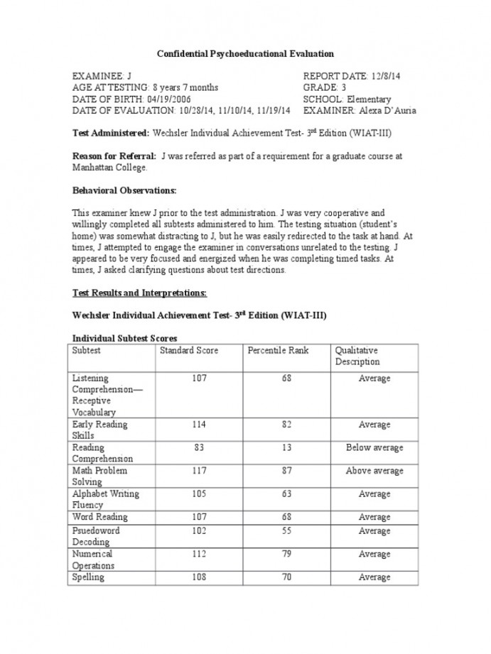 Wiat III Report  PDF  Test (Assessment)  Reading Comprehension