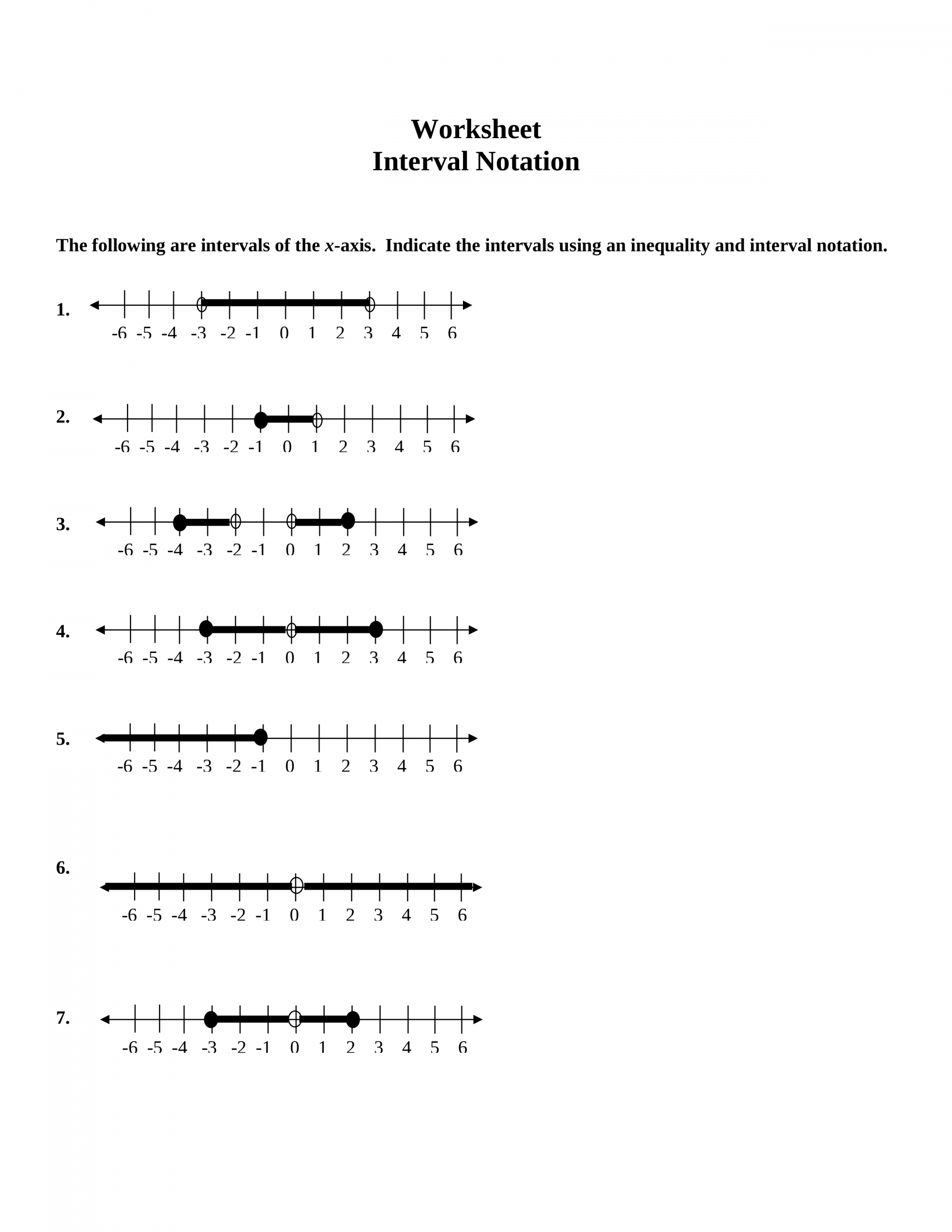 Worksheet Interval Notation - Crystal Sierra  Library  Formative