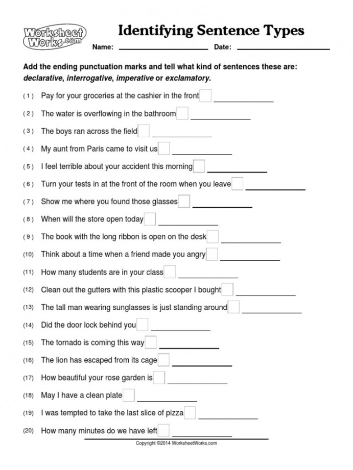 WorksheetWorks Identifying Sentence Types   PDF