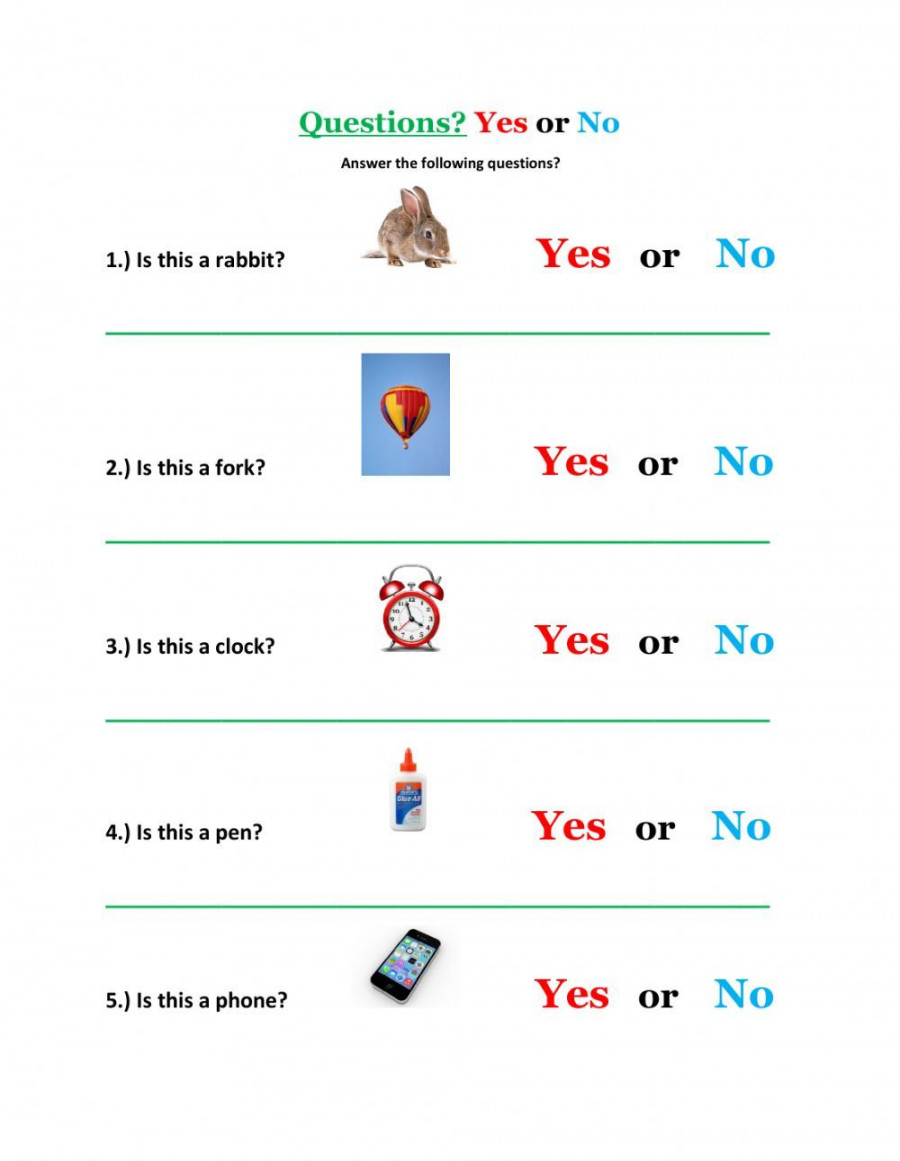 Yes or No Questions- worksheet  Language activities preschool