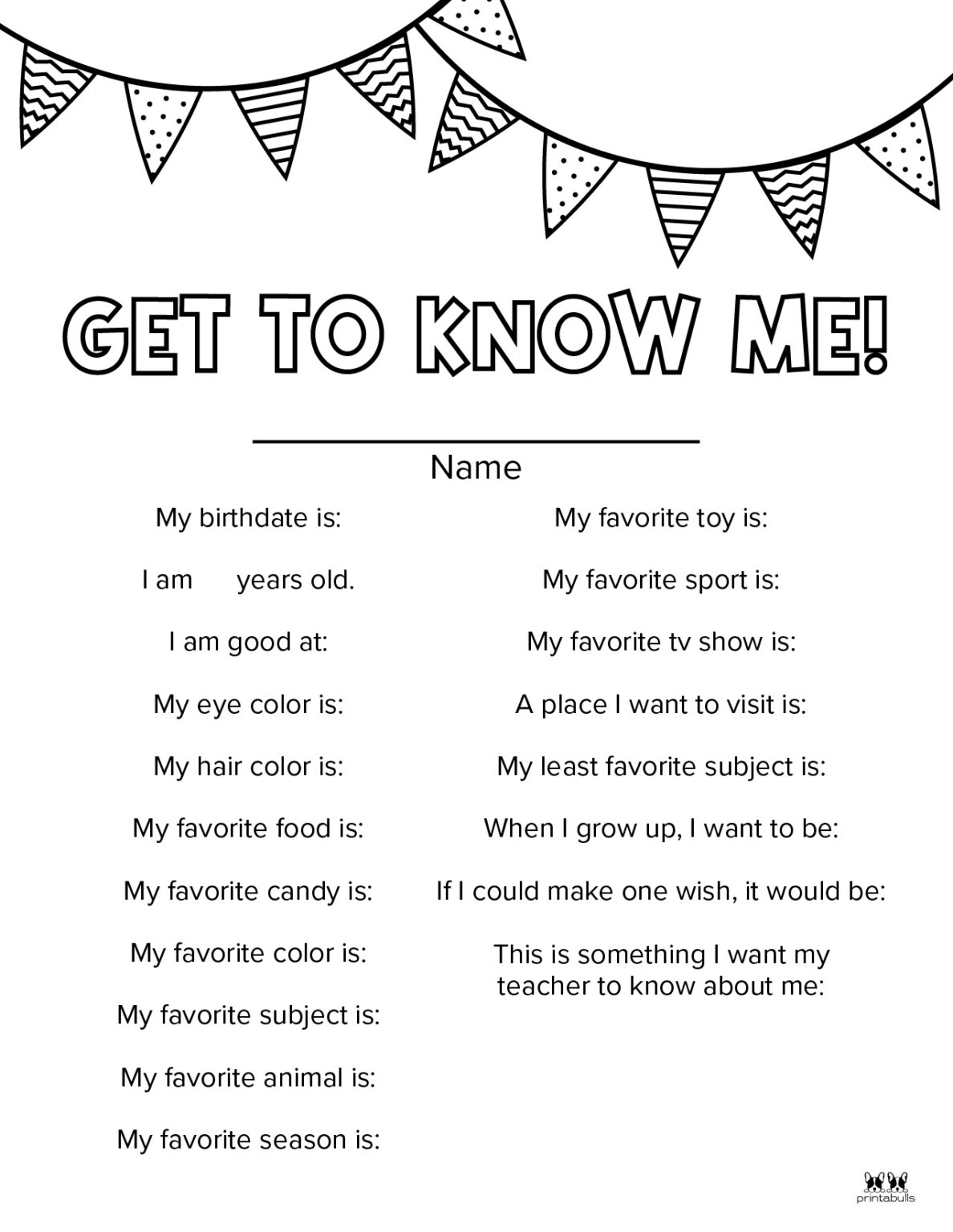 50 All About Me Worksheet 4