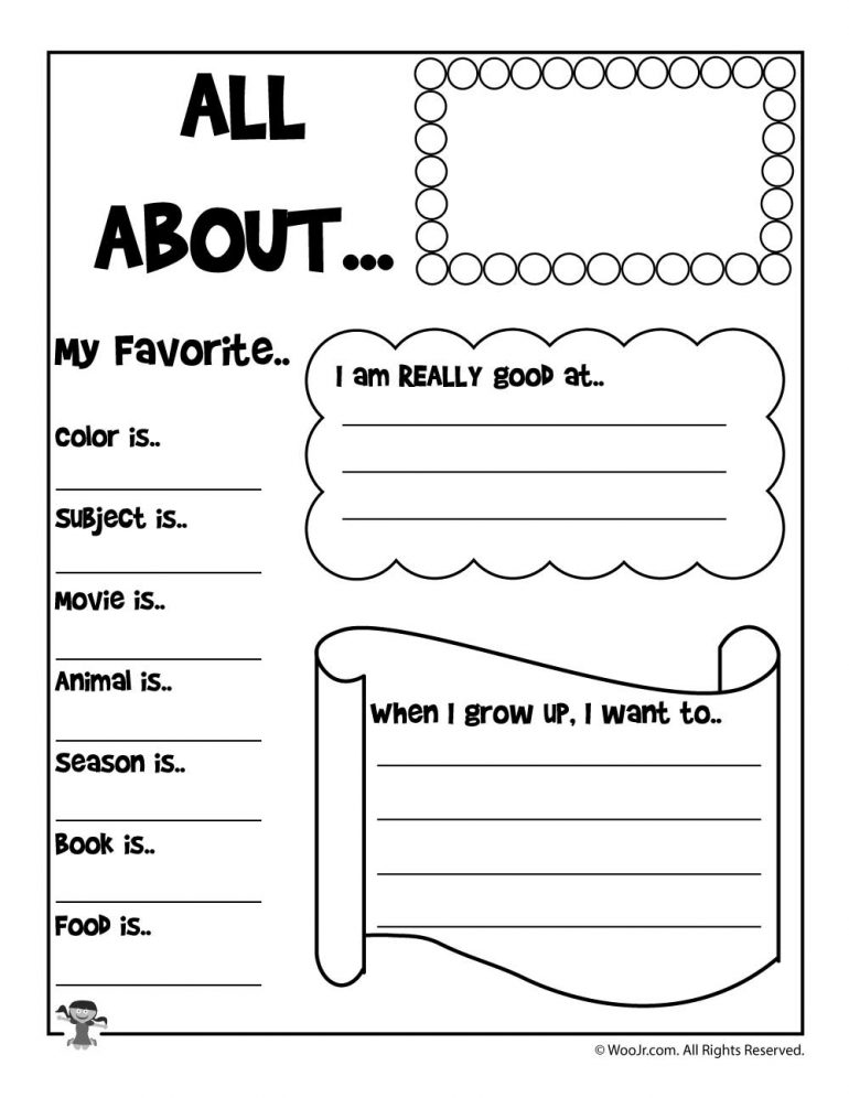 50 All About Me Worksheet 7