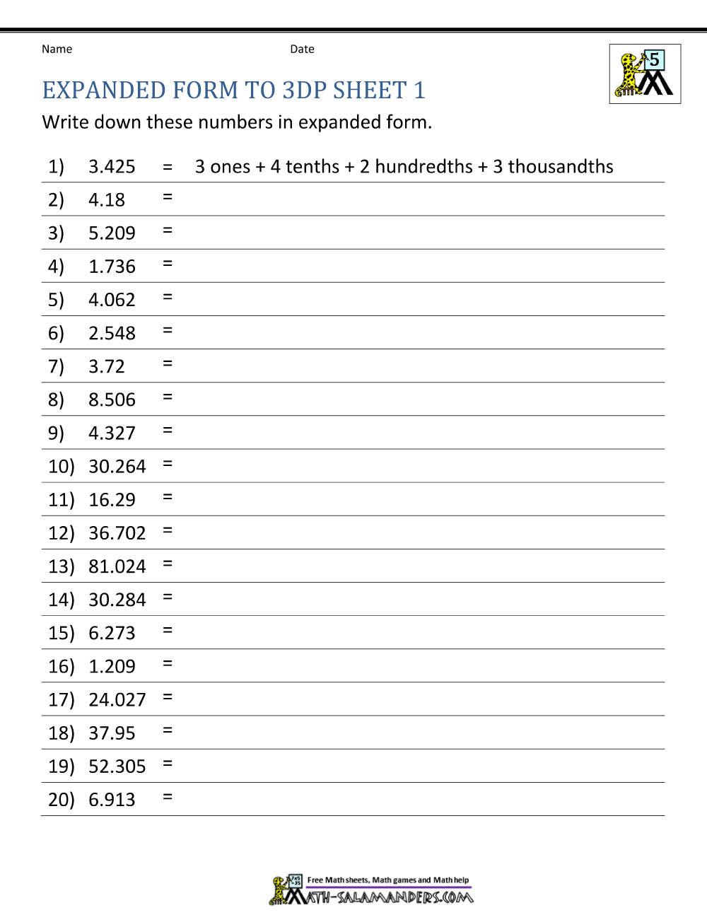 60+ Printable 5Th Grade Math Worksheets 14