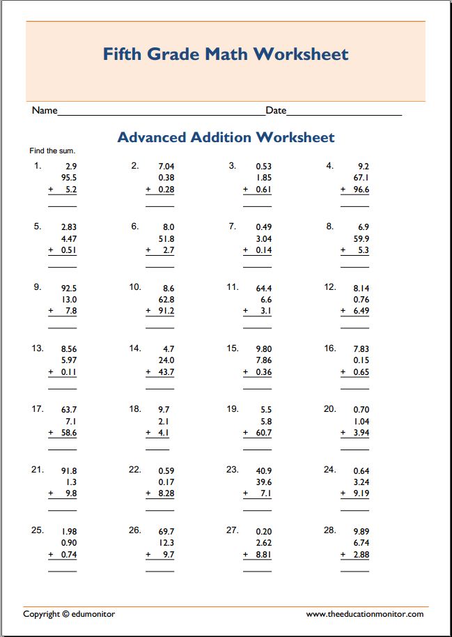60+ Printable 5Th Grade Math Worksheets 2