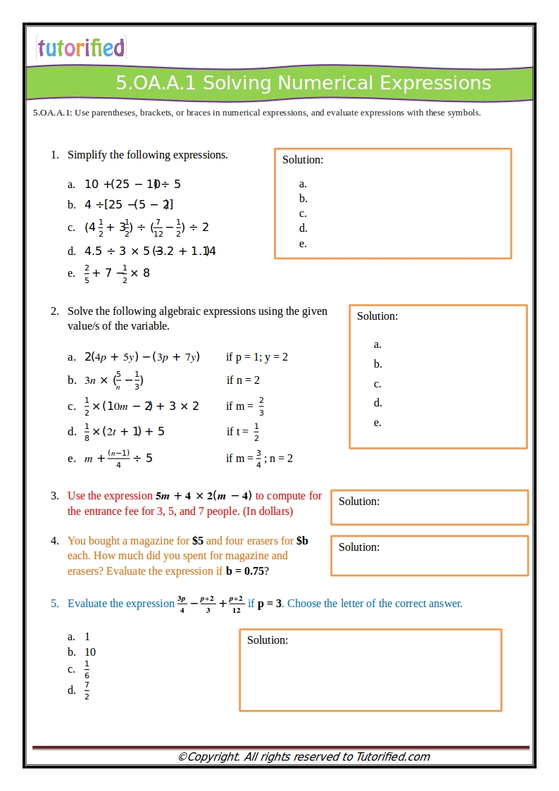 60+ Printable 5Th Grade Math Worksheets 52
