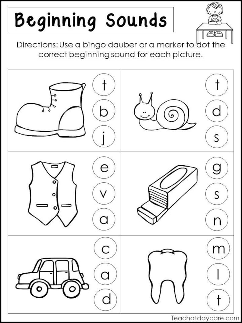 Beginning Sounds Worksheets for Kindergarten 86
