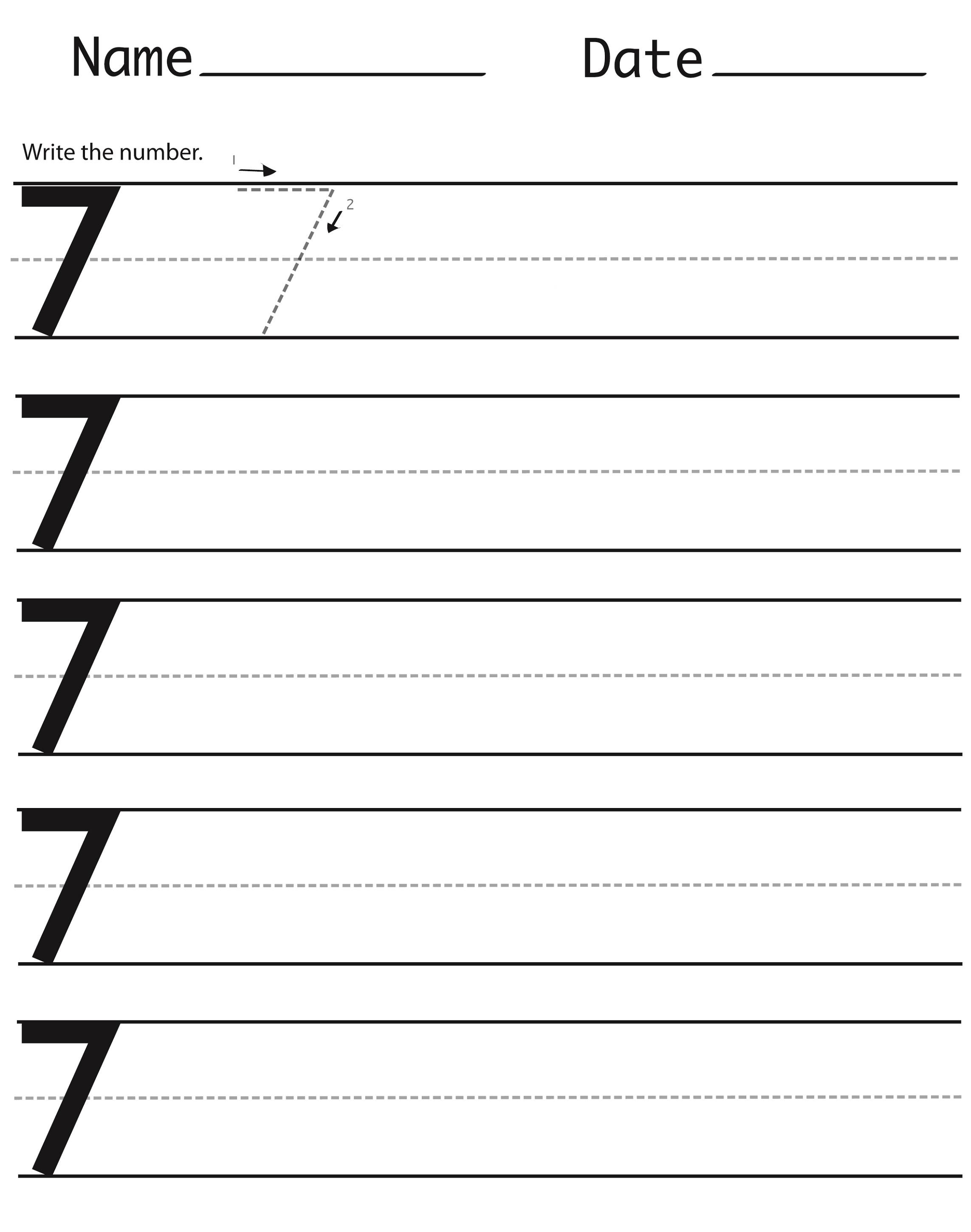 Best 57+ Number 7 Tracing Worksheet